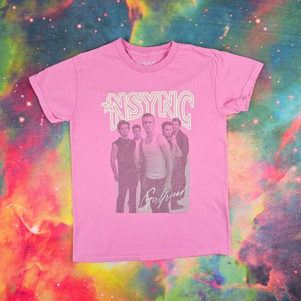 The Vinyl Icon NSYNC Graphic Tee Womens XS Pink Girlfriend Band Shirt